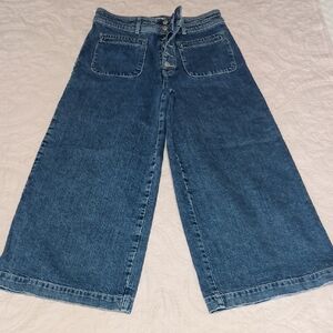 We The Free Wide-Leg High-Rise Blue Denim Jeans